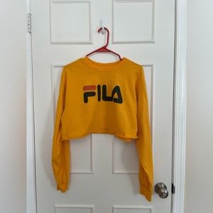 AS SEEN ON BEYONCÉ yellow crop top FILA long sleeve shirt